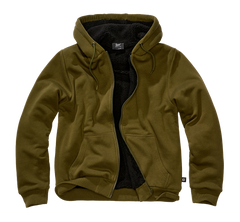 Brandit Sweatjacket ανδρικό φούτερ με ζεστή επένδυση Teddylining, λαδί