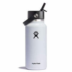 Hydro Flask Wide Thermos Bottle with Straw Cap 32 OZ 946 ml, White