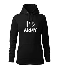 DRAGOWA women's i love army hoodie 320 g/m², black