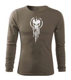 DRAGOWA Fit-T μακρυμάνικο μπλουζάκι skull 160 g/m², λαδί