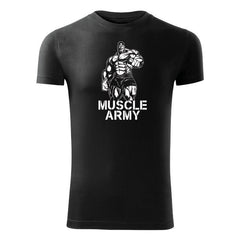 DRAGOWA μπλουζάκι fitness muscle army man 180 g/m², μαύρο