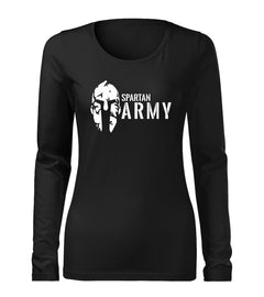 DRAGOWA Slim γυναικείο μακρυμάνικο μπλουζάκι Spartan army 160 g/m², μαύρο