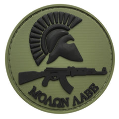 WARAGOD Round Molon Labe with Rifle našitek PVC Patch, OD Green and Black