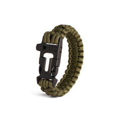 WARAGOD Bazin paracord zapestnica s piščalko in kresilom, zelena