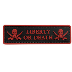 WARAGOD Liberty or Death PVC našitek, črno rdeč
