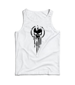 DRAGOWA ανδρικό αμάνικο μπλουζάκι skull 160 g/m², λευκό