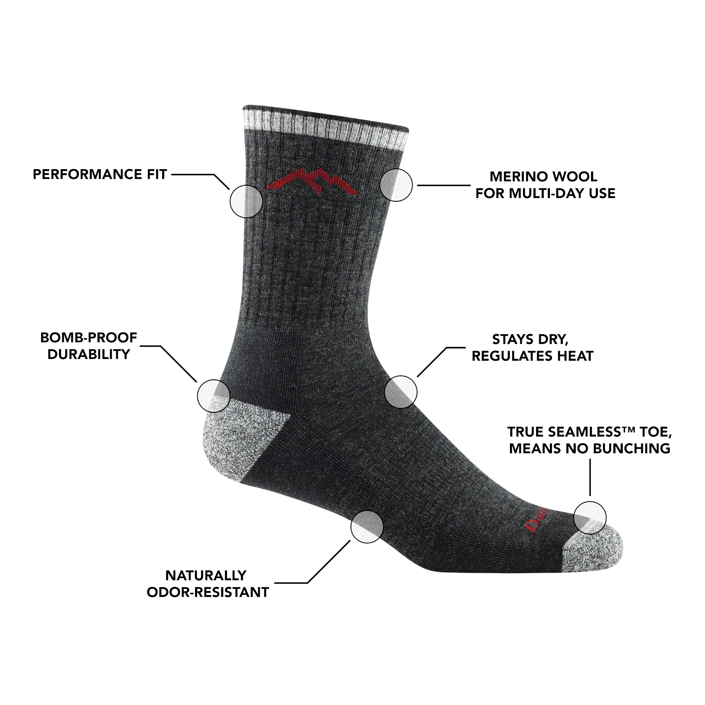 Darn Tough Hiker Micro Crew hiking socks with cushioning, Walnut