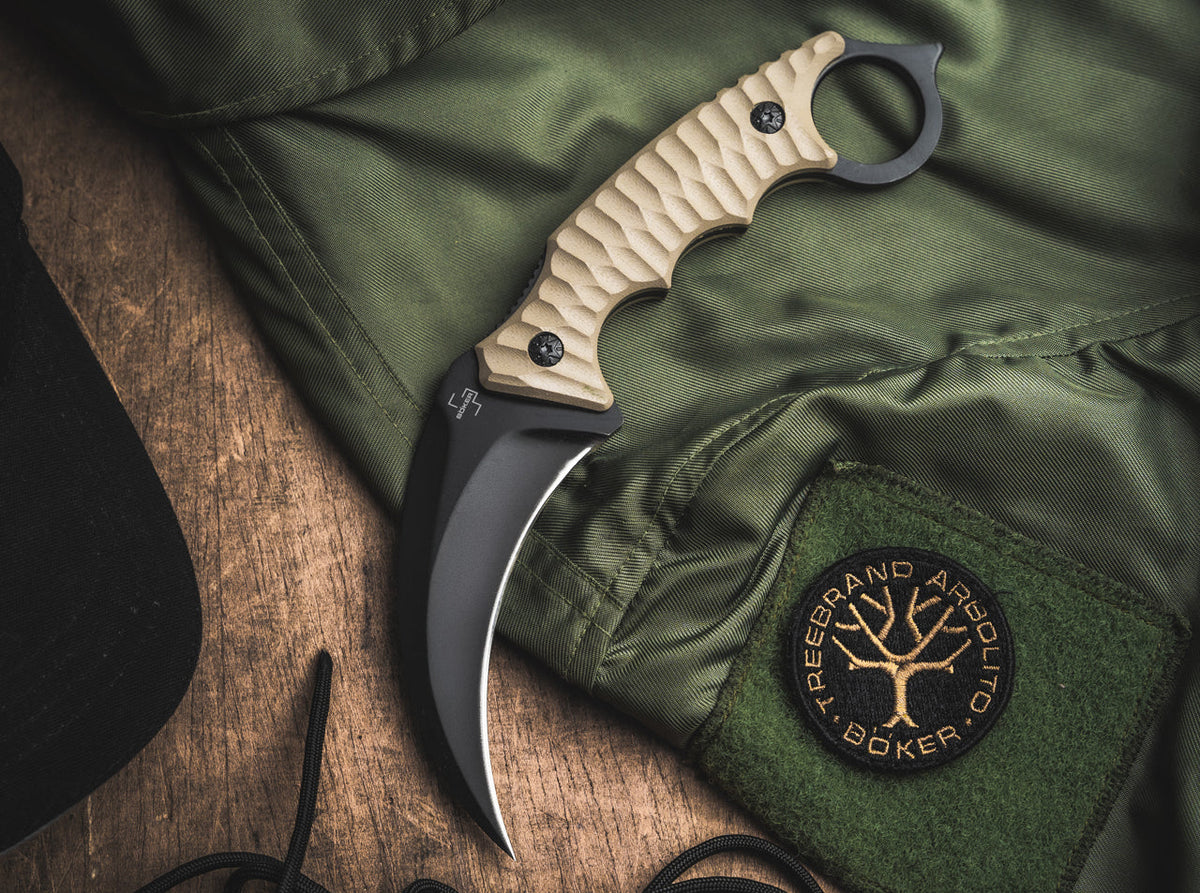 BÖKER® Plus Spike Karambit karambitový nôž, khaki, 21,5 cm