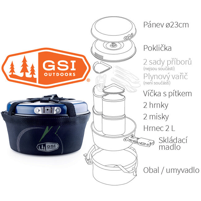 GSI Outdoors Bugaboo Backpacker Σετ Σκευών για 2 Άτομα 2 L