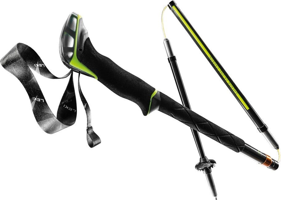 LEKI Sherpa FX.One Carbon ραβδοί trekking, φυσική άνθρακας-νέον κίτρινο-λευκό