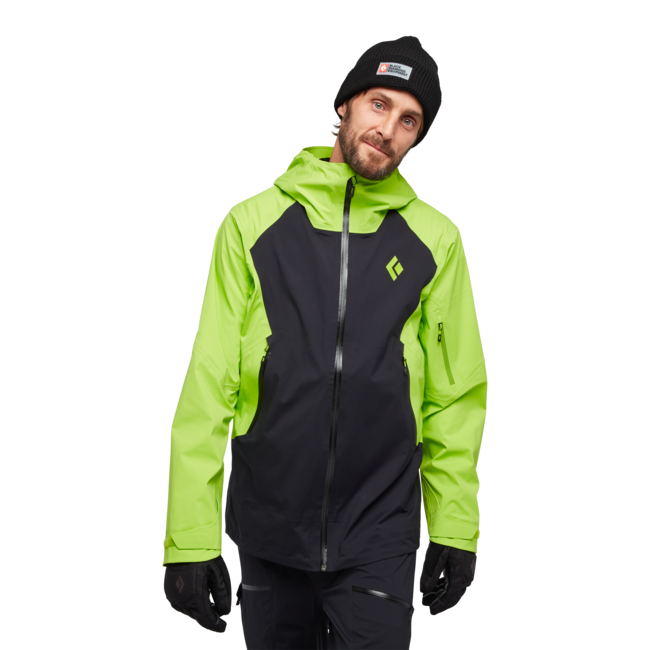 Black Diamond Recon Lt Stretch Shell Μπουφάν Σκι Ανδρικό, Μαύρο-Λαιμ Πράσινο