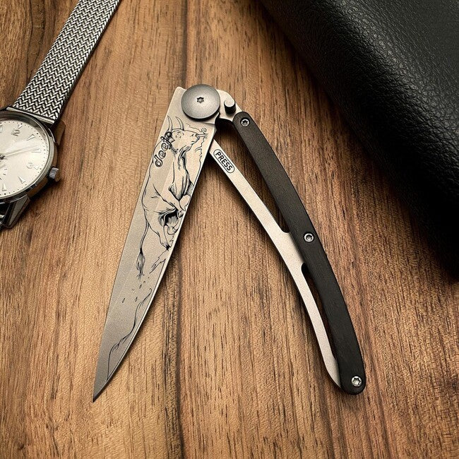 Deejo Tattoo Αναδιπλούμενο Μαχαίρι wood Bull
