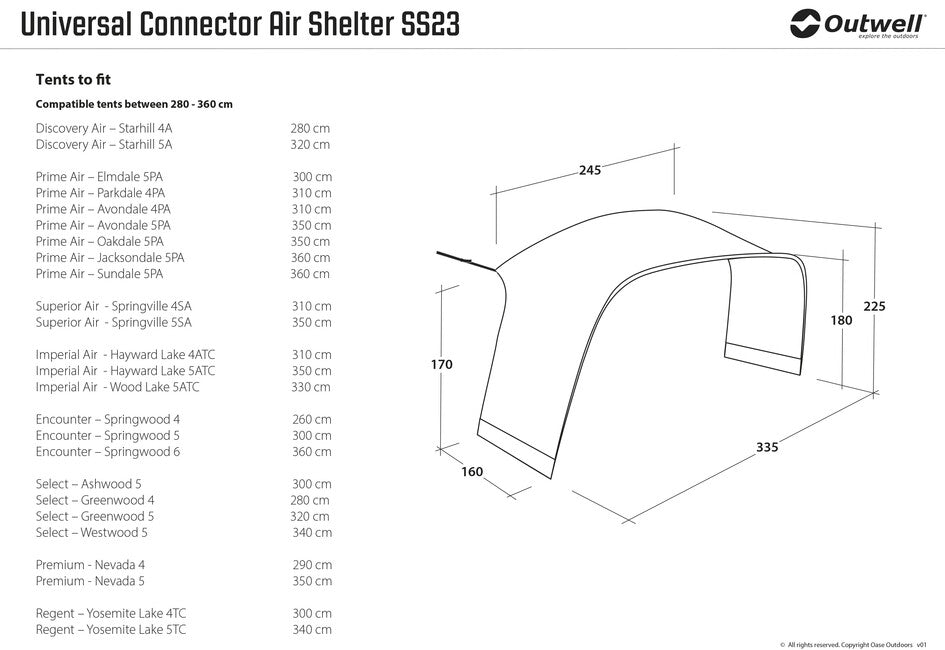 Outwell Air Shelter Σύνδεσμος Σκηνής Πρόσθετο Κάλυμμα