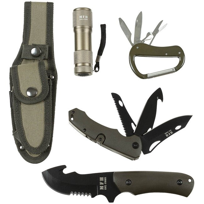 MFH Σετ Μαχαιριών με Θήκη Πλαστική Λαβή, OD green
