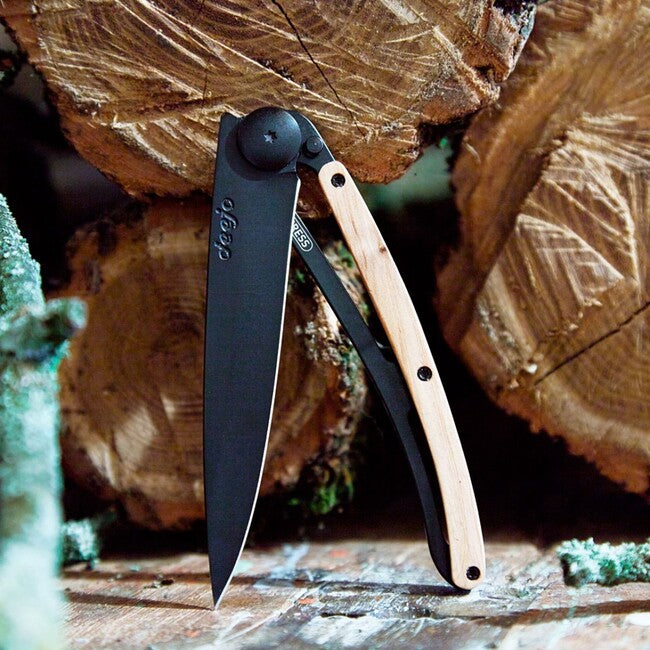 Deejo Μαχαίρι Στυλό με Κούμπωμα, Juniper Wood