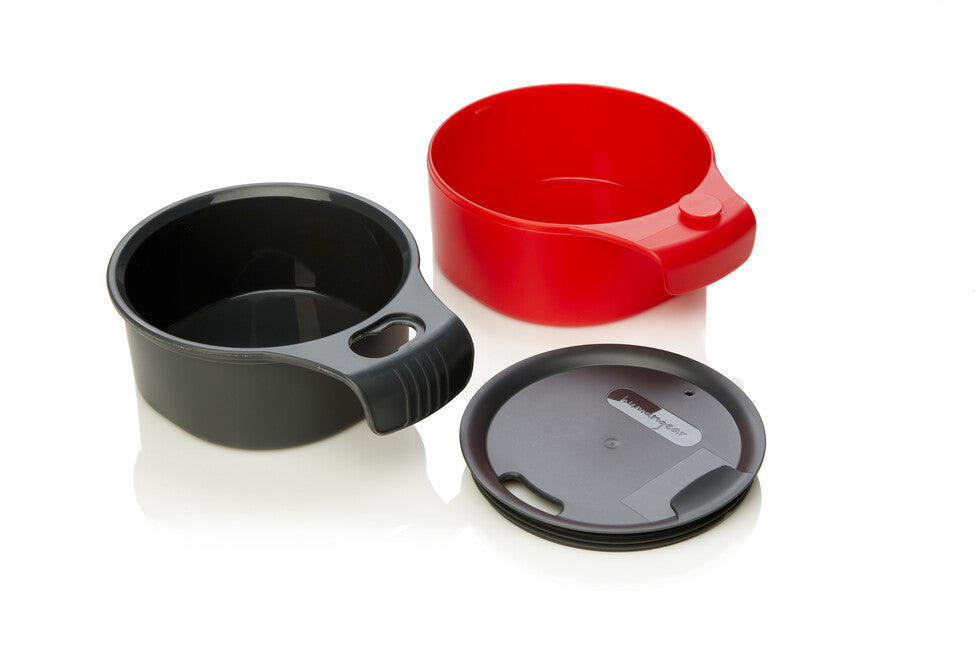 Humangear CupCUP 2v1 τουριστικό κύπελλο με ενσωματωμένο επιπλέον κύπελλο και καπάκι, ανθρακί-κόκκινο