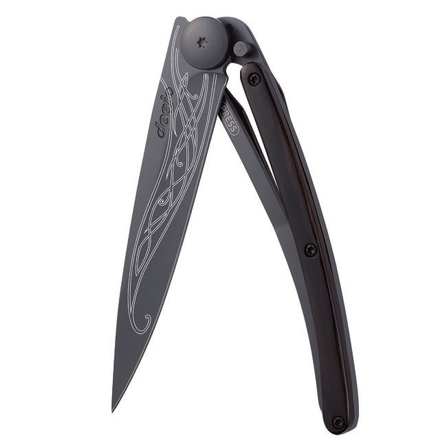 Deejo Black Tattoo Μαχαίρι Τσέπης με Κλείσιμο Ebony Wood Elven Blade