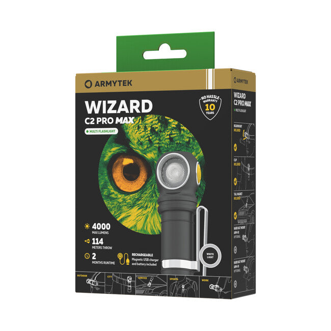 ArmyTek Wizard C2 Pro Max φακός LED με μαγνητικό σύστημα τοποθέτησης τροφοδοσία μπαταρίας 1440, White, 3720 lm
