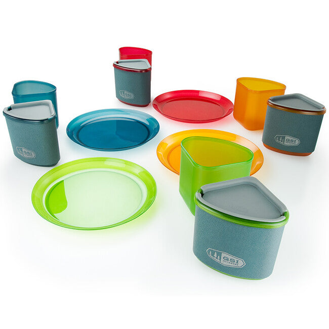 GSI Outdoors Infinity 4 Person Compact Tableset κιτ φαγητού κάμπινγκ για 4 άτομα, Multicolor