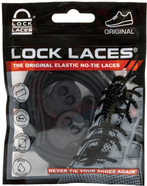 Lock Laces κορδόνια παπουτσιών, μαύρο solid