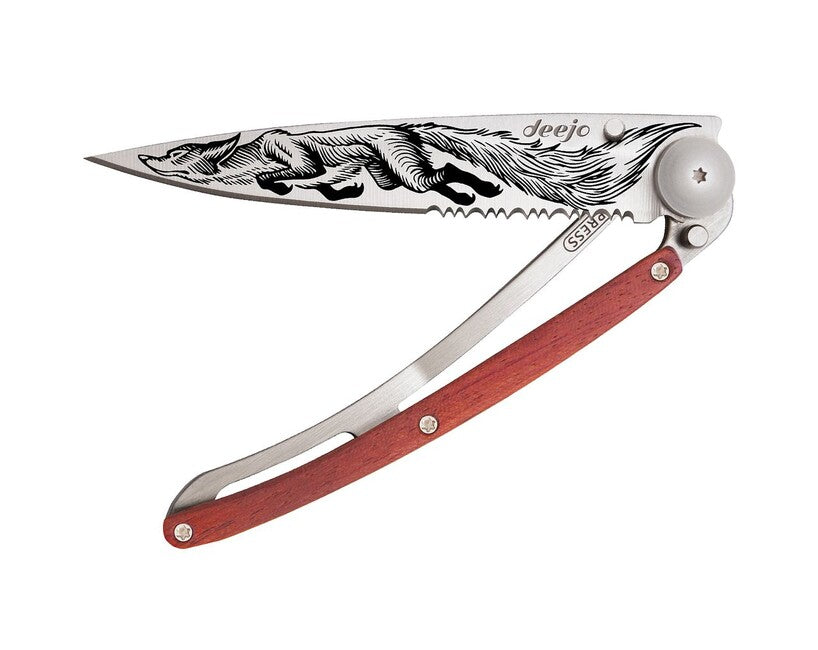 Deejo Tattoo Αναδιπλούμενο Μαχαίρι Serration coralwood Fox