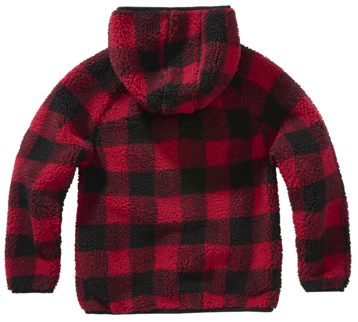 Brandit Teddyfleece Μπουφάν Παιδικό με Κουκούλα, Κόκκινο/Μαύρο