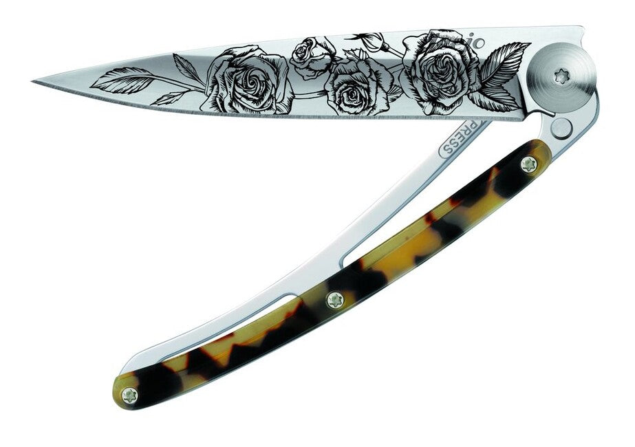Deejo Tattoo Turtle Μαχαίρι Αναδιπλούμενο Mirror Dark Roses