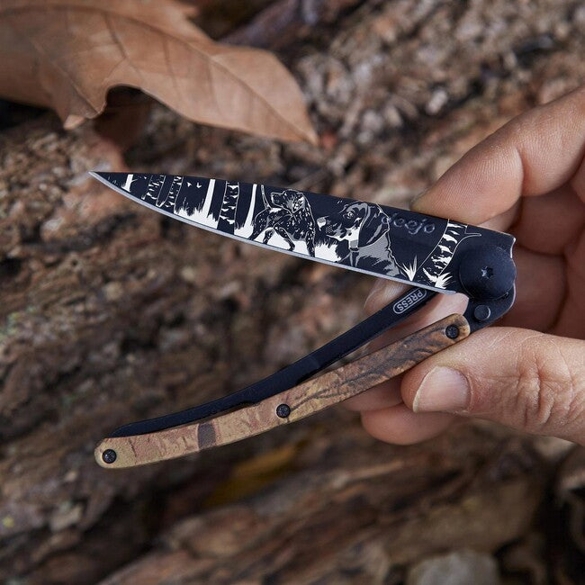 Deejo Tattoo Μαχαίρι Κλειστού Τύπου Black Brown Camo Hunting Day