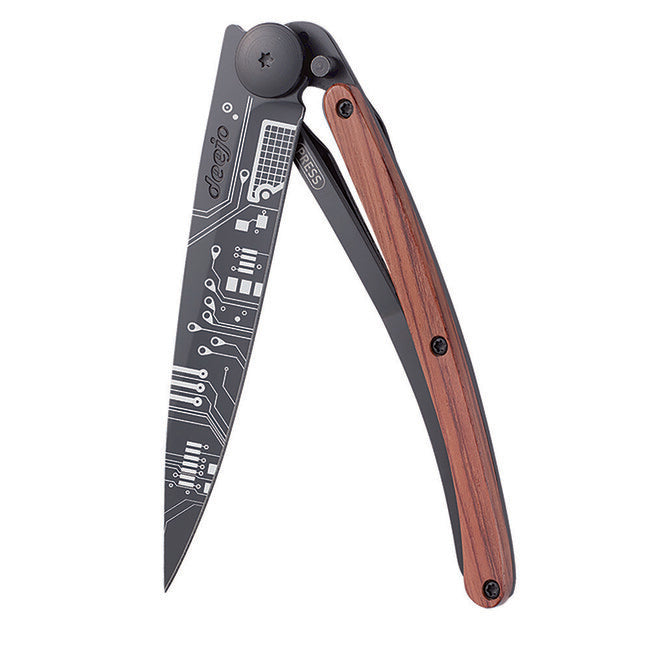 Deejo Tattoo Μαχαίρι Circuit Board, Black coralwood
