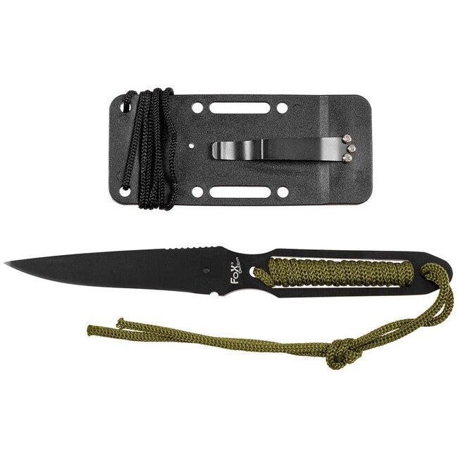 Fox Outdoor Μαχαίρι Action II, Μαύρο, Περυστή Λαβή, με Θήκη
