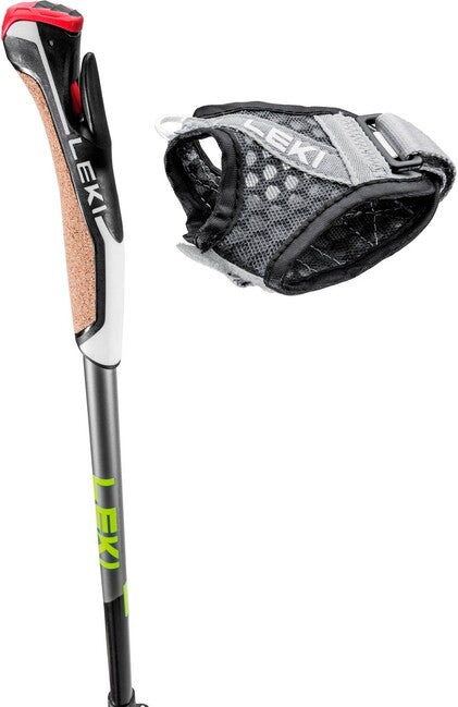 LEKI Traveller Alu Μπατόν Nordic Walking, μαύρο-ασημί γκρι-νέον κίτρινο, 90 - 130 cm
