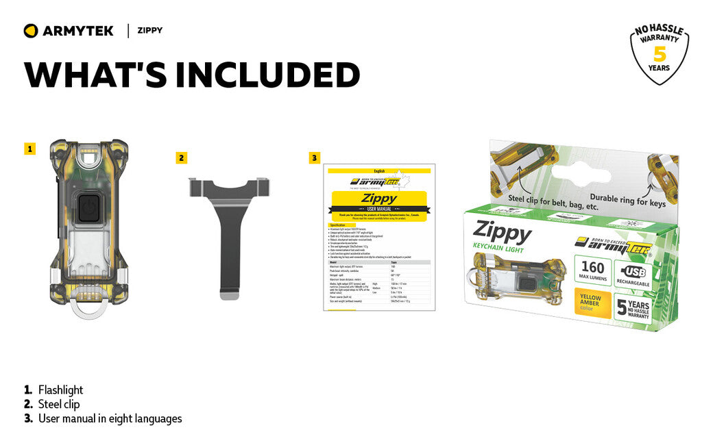 ArmyTek Zippy LED κλειδοθήκη, κίτρινο