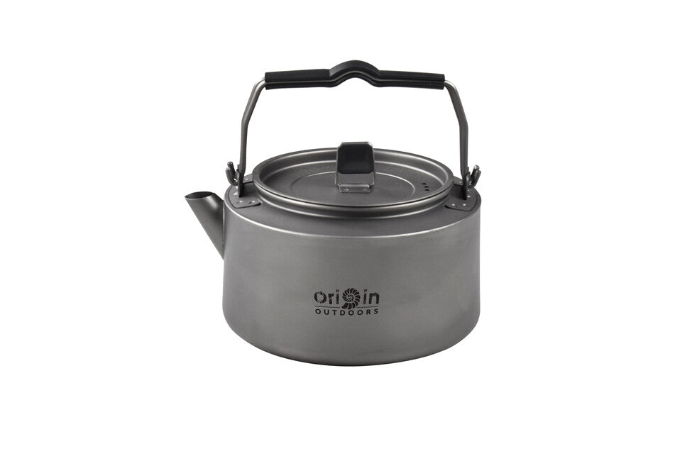 Origin Outdoors Κάμπινγκ Τσαγιέρα τιτανίου με σιλικονούχες λαβές και σίτα, 1,2 L