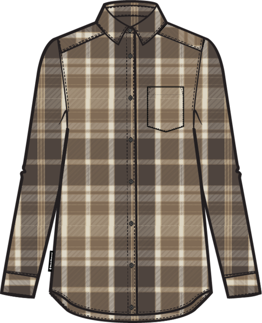 Black Diamond Project Heavy Flannel φανελένιο πουκάμισο γυναικείο, bark brown-off white plaid