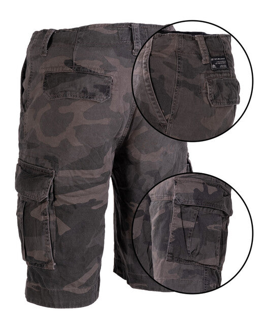 Mil-Tec VINTAGE Βαμβακερό Σορτς προπλυμένο, dark camo