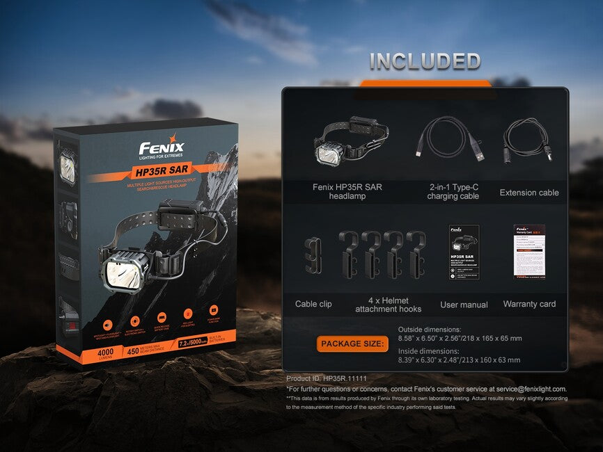 Fenix HP35R SAR Φακός Κεφαλής Επαναφορτιζόμενος
