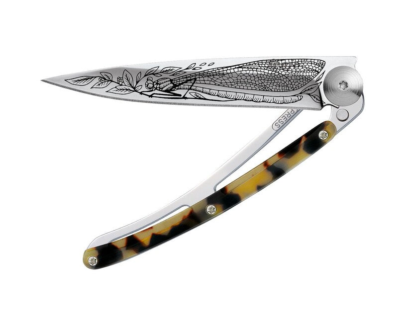 Deejo Tattoo Turtle Αναδιπλούμενο Μαχαίρι Dragonfly, κατοπτρικό κέλυφος χελώνας