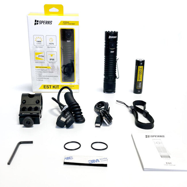 Speras EST Kit Φακός Airsoft Επαναφορτιζόμενος 1900LM 211m