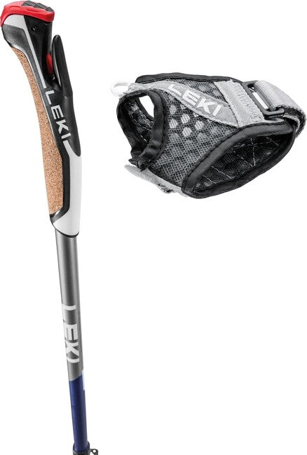 LEKI Traveller Carbon Μπατόν Nordic Walking, Ναυτικό Μπλε Σκούρο Μεταλλικό-Ανοιχτό Ανθρακί-Λευκό, 90 - 130 cm
