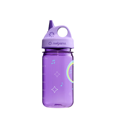 Nalgene Grip-n-Gulp Sustain Μπουκάλι Νερού Παιδικό 0,35 L με Καπάκι, Μωβ Μουσικό Καμηλοπάρδαλο