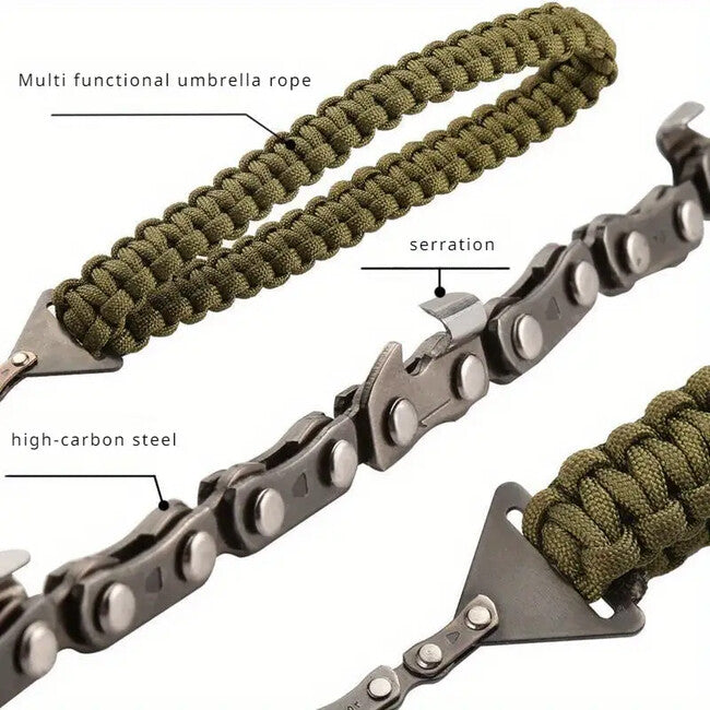 DRAGOWA Tactical Wander Τσέπης Αλυσοπρίονο με Paracord Λαβή, Πράσινο