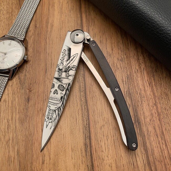 Deejo Tattoo Mirror Μαχαίρι Καταθλιπτικό Ebony Wood Dandy Skull