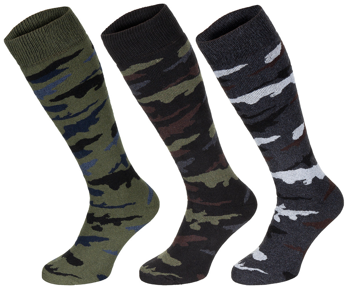 MFH dlhé ponožky zimné, "Esercito" kamufláž, 3-pack