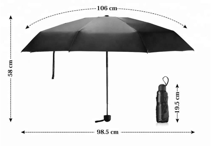 Origin Outdoors Nano Συμπαγής Ομπρέλα, μαύρο