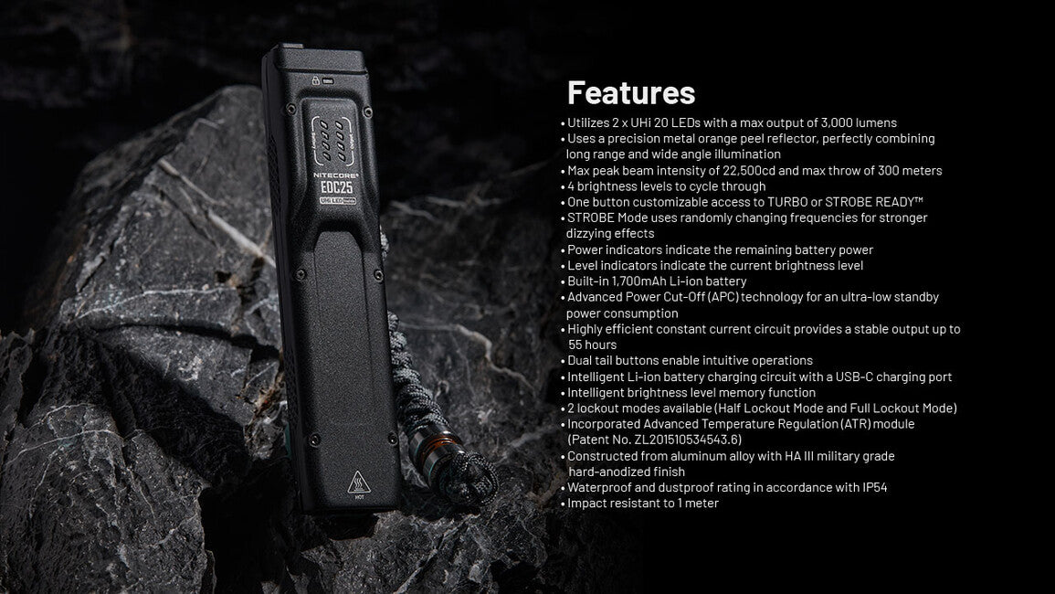 Nitecore EDC25 Επαναφορτιζόμενος Φακός