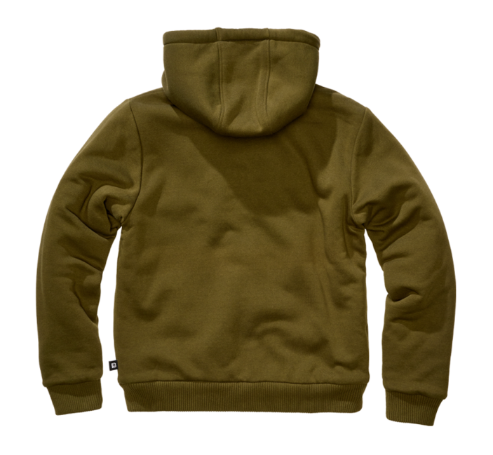 Brandit Sweatjacket Φούτερ με κουκούλα ανδρικό με ζεστή επένδυση Teddylining, λαδί