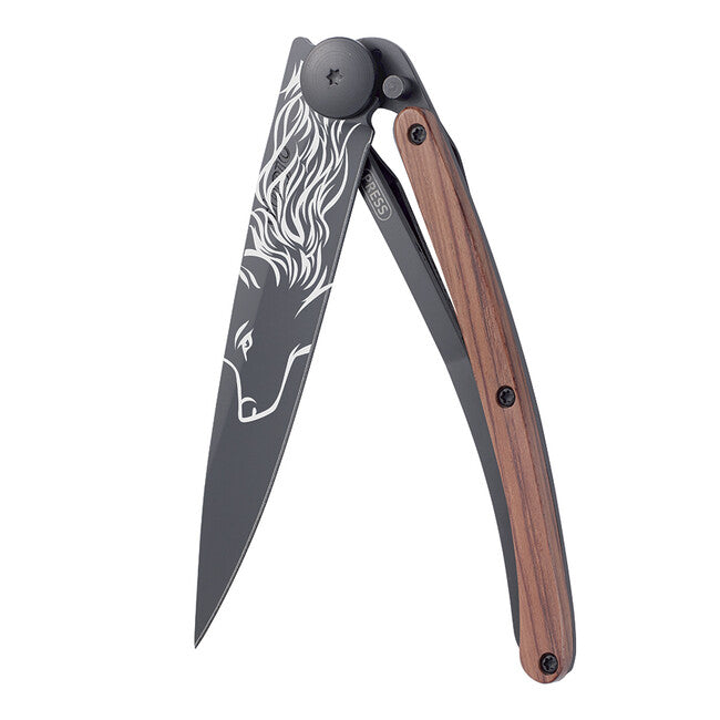 Deejo Black tattoo coralwood wolf κλειστό μαχαίρι