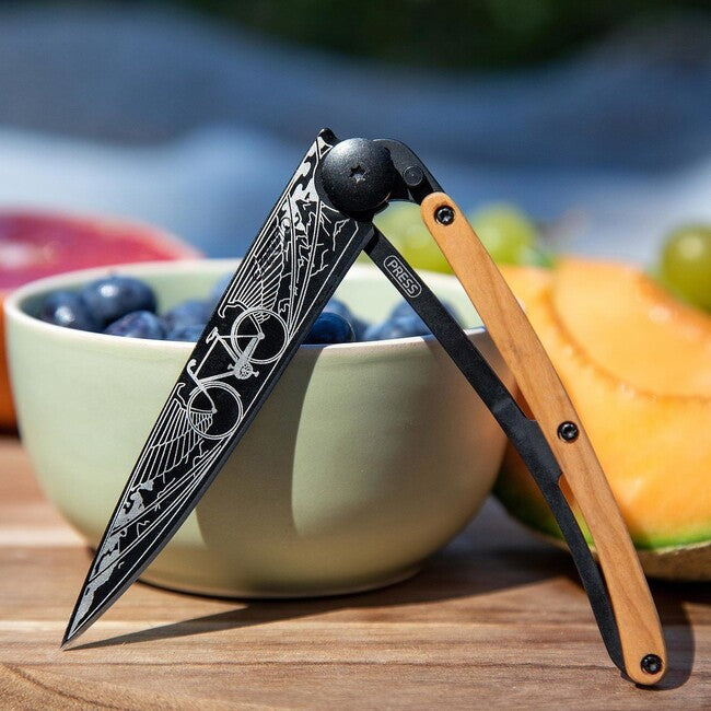 Deejo Bicycle Αναδιπλούμενο Μαχαίρι Black tattoo juniper wood