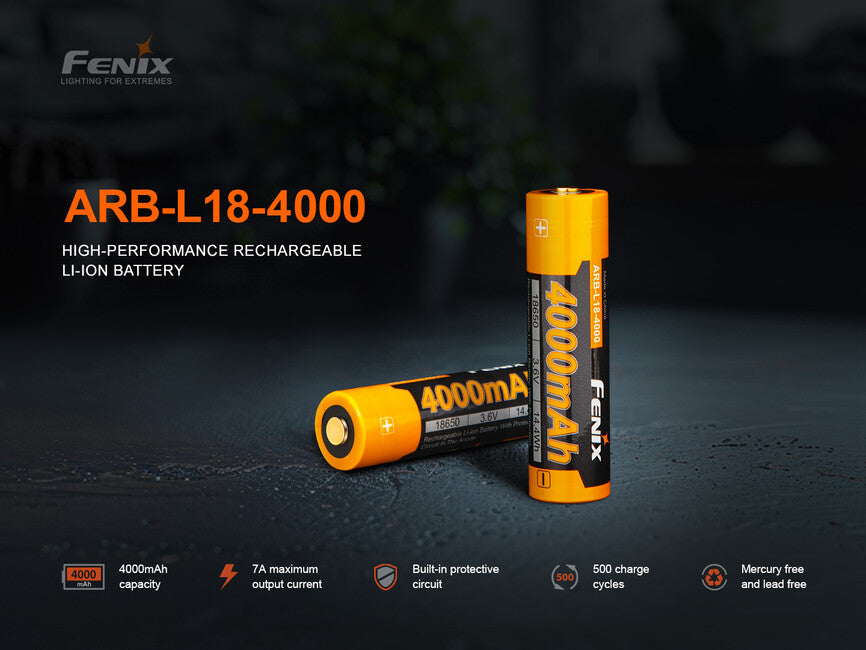 Fenix Μπαταρία Επαναφορτιζόμενη 18650 4000 mAh (Li-Ion)