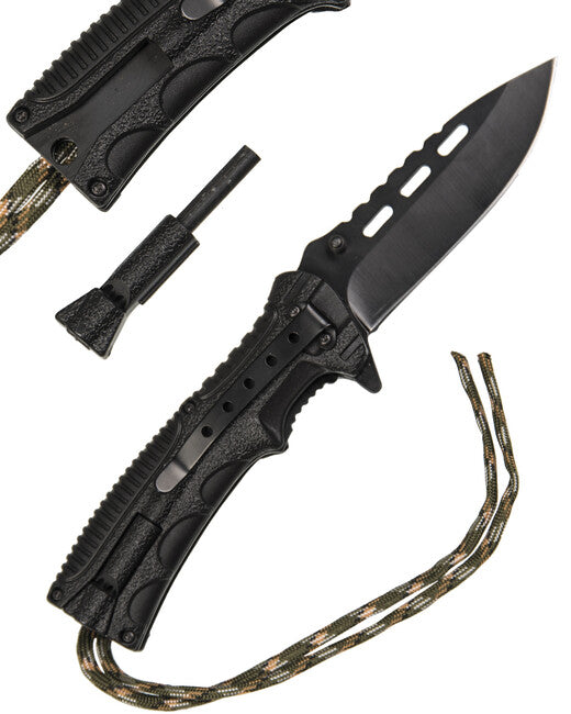 Mil-Tec ONE-HAND PARACORD WOOD Μαχαίρι Σκληρού Δέρματος Ημι-Αυτόματο